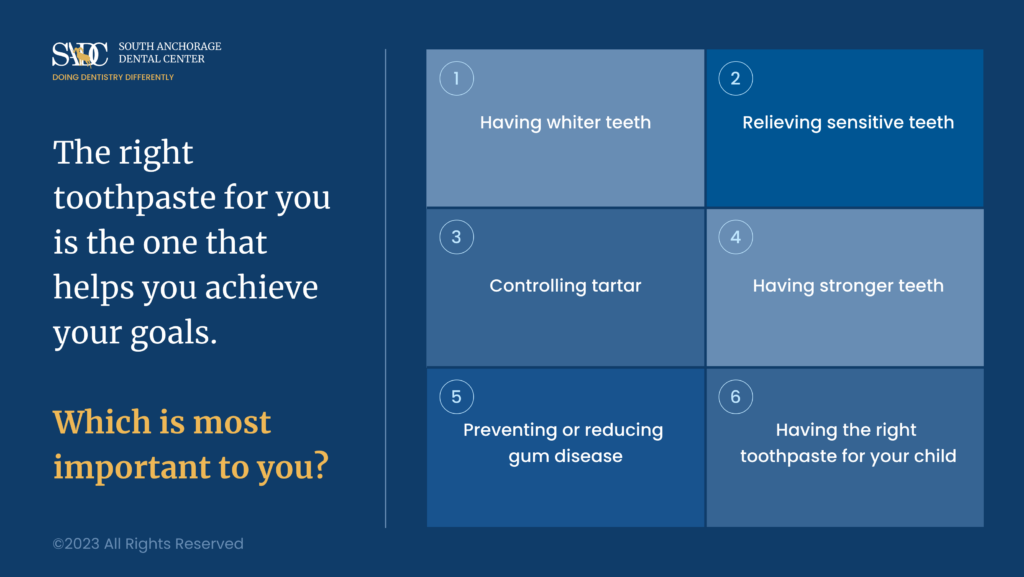 the right toothpaste for you in the one that helps you achieve your goals infographic