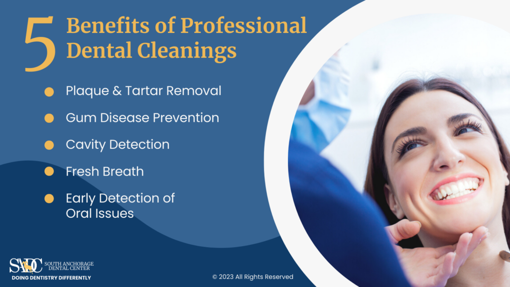 5 benefits of professional dental cleanings infographic