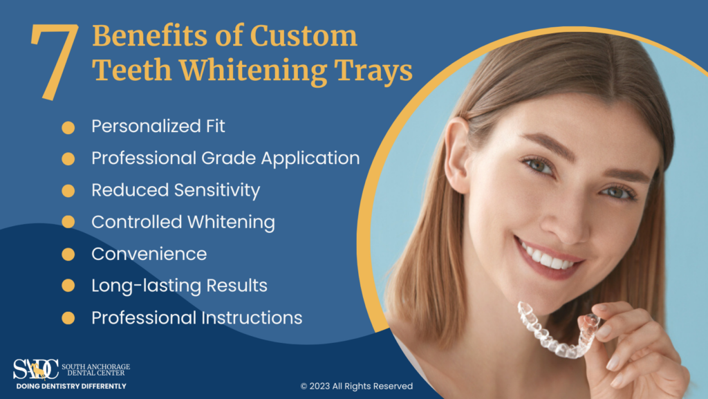 7 benefits of custom teeth whitening trays infographic